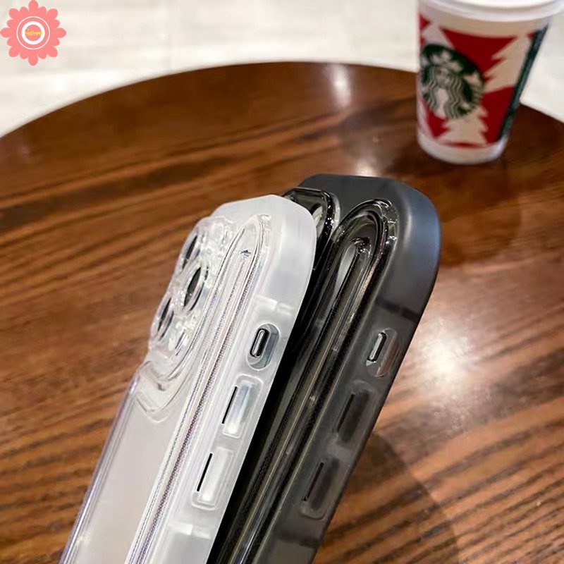 IPHONE Casing Ponsel Bening Penebalan Sederhana Mewah Kompatibel Untuk Iphone11 7plus XR 12 13 14 Pro MAX X XS Max7 8 Plus SE 2020 Shockproof Silicon Bumper Shock Resistant Soft Cover