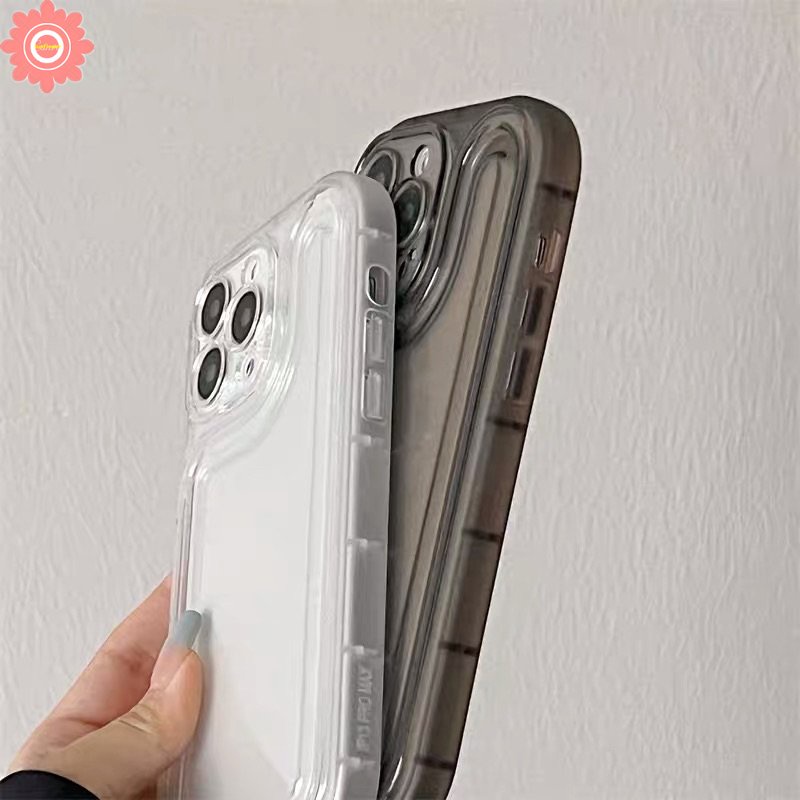 IPHONE Casing Ponsel Bening Penebalan Sederhana Mewah Kompatibel Untuk Iphone11 7plus XR 12 13 14 Pro MAX X XS Max7 8 Plus SE 2020 Shockproof Silicon Bumper Shock Resistant Soft Cover