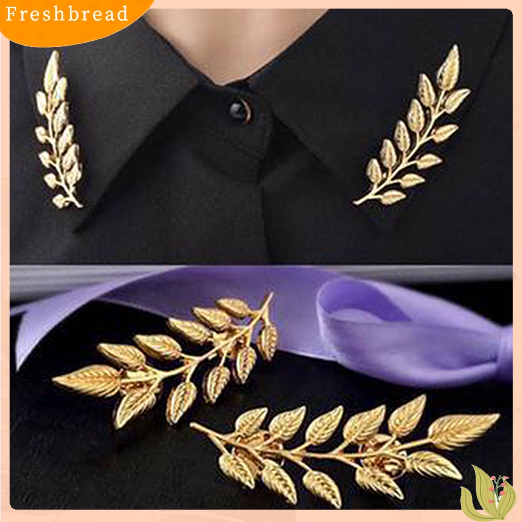 &lt; Freshbread &gt; 1pasang Pin Bros Bentuk Daun Dekorasi Perhiasan Tahan Lama Kerah Bros Pakaian Decor