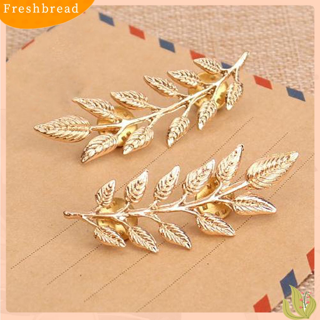 &lt; Freshbread &gt; 1pasang Pin Bros Bentuk Daun Dekorasi Perhiasan Tahan Lama Kerah Bros Pakaian Decor