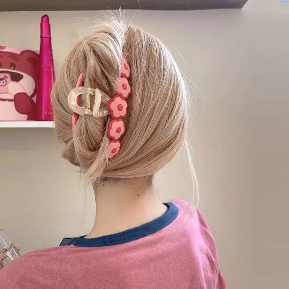 Needway Cakar Rambut Bunga Elegan Manis Untuk Anak Perempuan Warna Permen Baru Heardress Ponytail Holder Fashion Hiasan Kepala Korea Hiu Klip