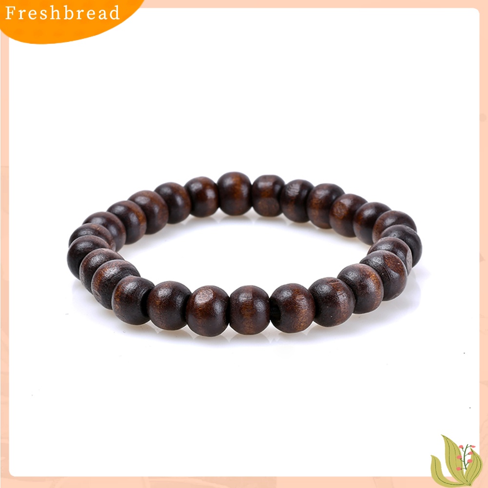 &lt; Freshbread &gt; 3Pcs Manik-Manik Kayu Kepang Retro Perhiasan Gelang Bangles Kulit Imitasi Untuk Pria