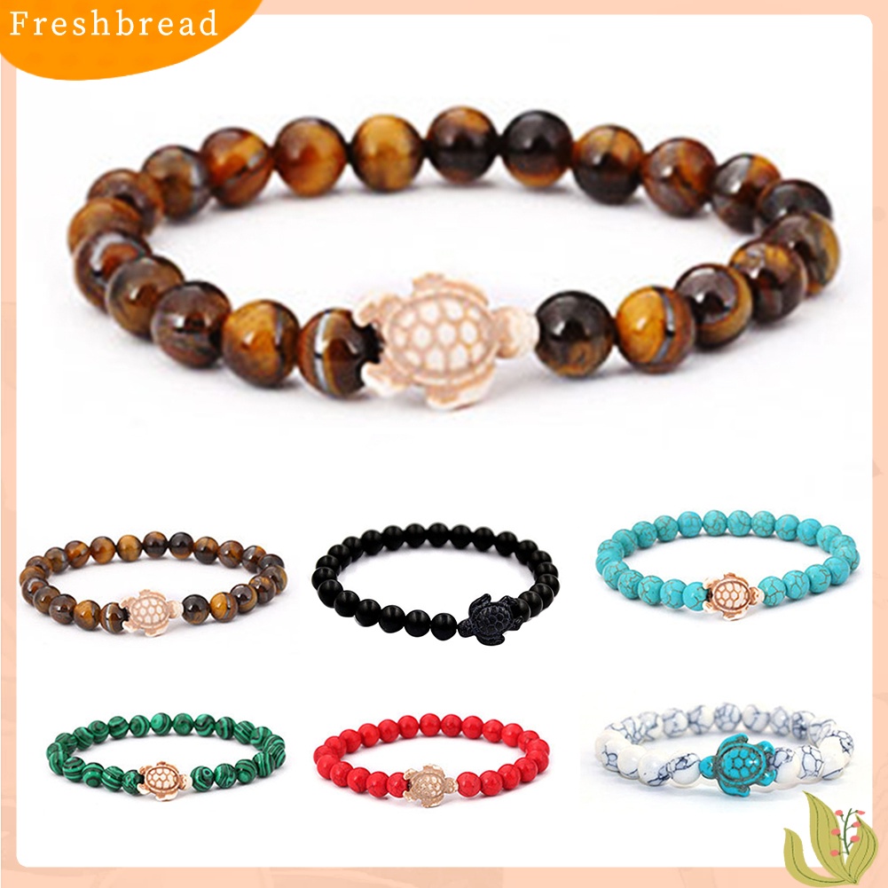 &lt; Freshbread &gt; Fashion Unisex Turtle Manik-Manik Batu Alam Pesona Gelang Bangle Perhiasan Hadiah