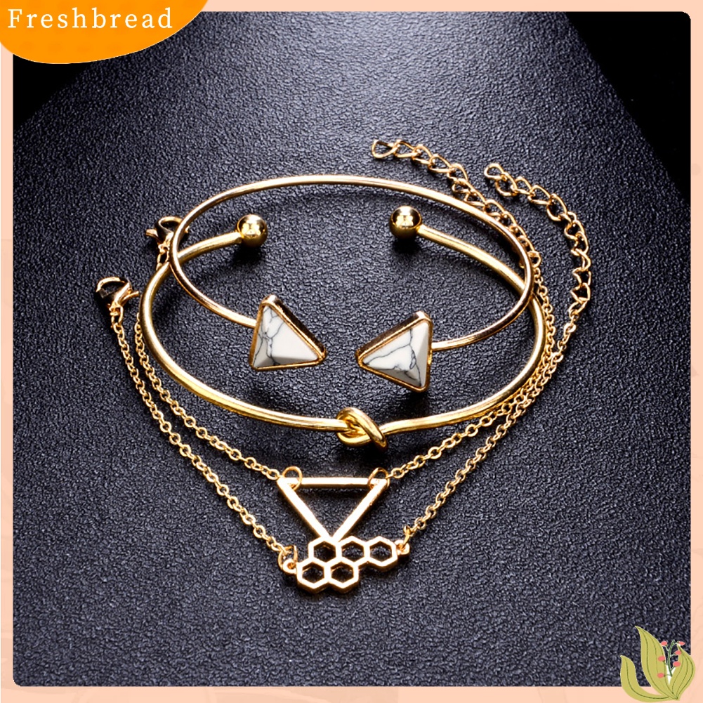 &lt; Freshbread &gt; Multi Layers Jewelry Honeycomb Triangle Knot Bracelet Adjustable Open Bangle