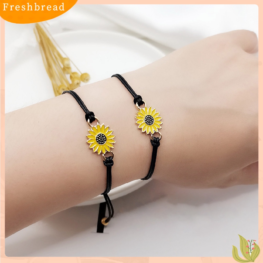 &lt; Freshbread &gt; 1set Gelang Kartu Persahabatan Bunga Matahari Tetes Minyak Gelang Dapat Disesuaikan Untuk Pakaian Sehari-Hari