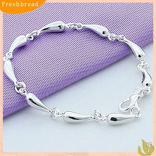 &lt; Freshbread &gt; Wanita Fashion Perak Berlapis Tetesan Air Link Rantai Gelang Bangle Perhiasan Hadiah