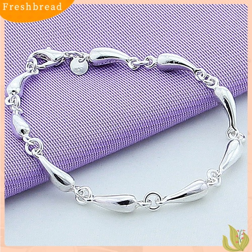 &lt; Freshbread &gt; Wanita Fashion Perak Berlapis Tetesan Air Link Rantai Gelang Bangle Perhiasan Hadiah