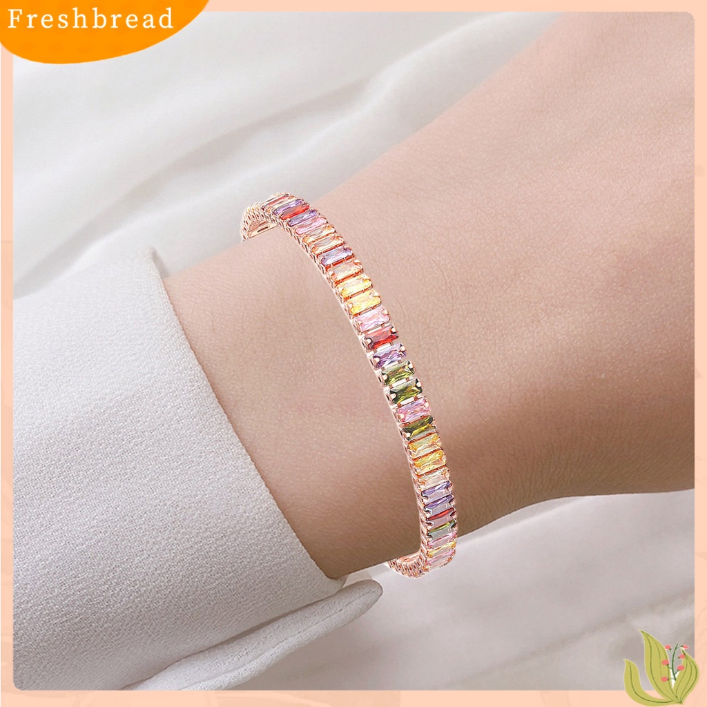 &lt; Freshbread &gt; Gelang Wanita Multicolor Cubic Zirconia Ladies Adjustable Beads Bangle Untuk Pesta