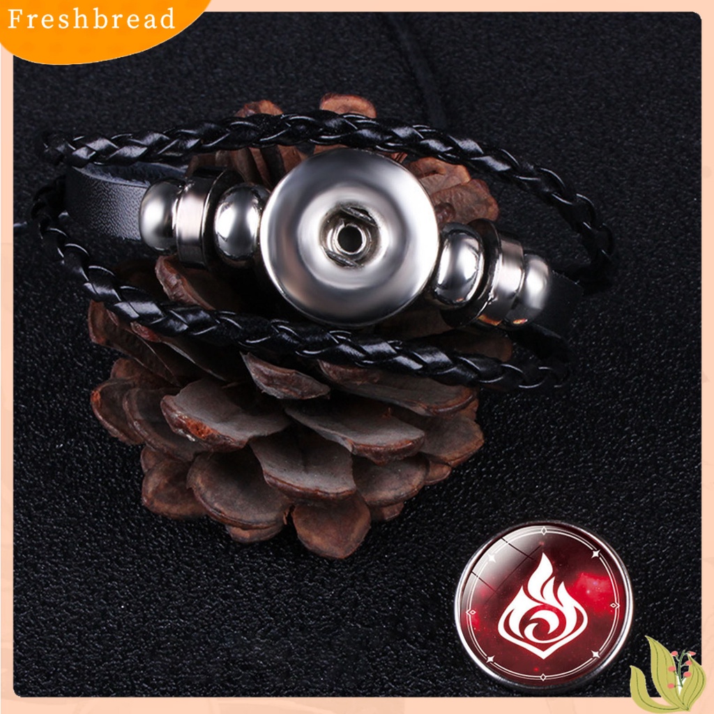 &lt; Freshbread &gt; Time Gem Braided Genshin Bracelet Multi Layers Faux Leather Genshin Bracelet Dekorasi Tangan