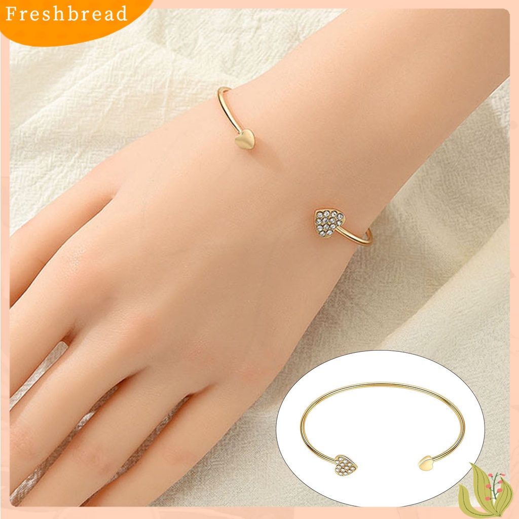 &lt; Freshbread &gt; Gelang Wanita Desain Pembukaan Yang Dapat Disesuaikan Berlian Imitasi Bersinar Hias Semua Pertandingan Dekorasi Berlapis Emas Gadis Hati Ganda Wanita Bangle Perhiasan Hadiah Untuk Pacaran