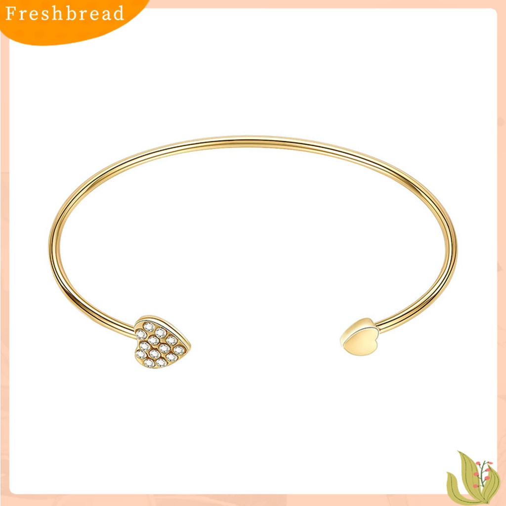 &lt; Freshbread &gt; Gelang Wanita Desain Pembukaan Yang Dapat Disesuaikan Berlian Imitasi Bersinar Hias Semua Pertandingan Dekorasi Berlapis Emas Gadis Hati Ganda Wanita Bangle Perhiasan Hadiah Untuk Pacaran