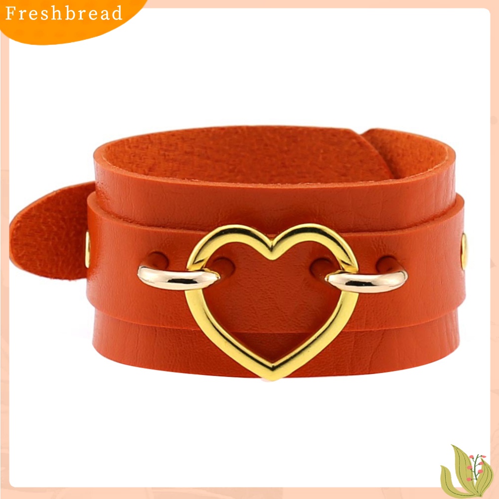 &lt; Freshbread &gt; Punk Wanita Jantung Cincin Double Layer Kulit Imitasi Gelang Bangle Perhiasan Hadiah