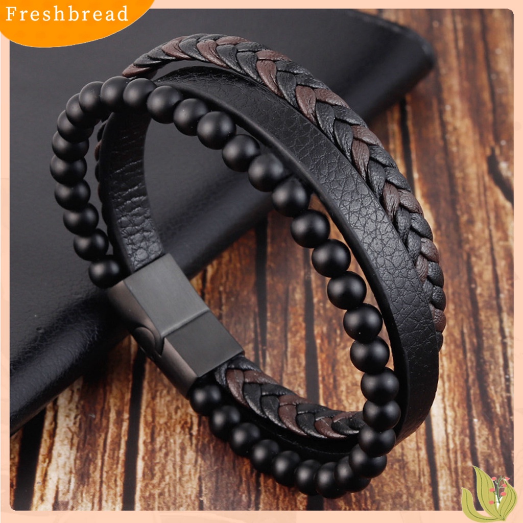 &lt; Freshbread &gt; Gelang Pria Multi-layer Perhiasan Punk Semua Pertandingan Mix Warna Gelang Untuk Pakaian Sehari-Hari