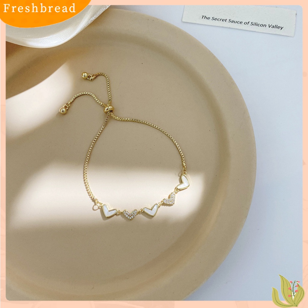 &lt; Freshbread &gt; Wanita Gelang Berlian Imitasi Hias Adjustable Aksesoris Desain Bentuk Hati Bangle Untuk Pesta