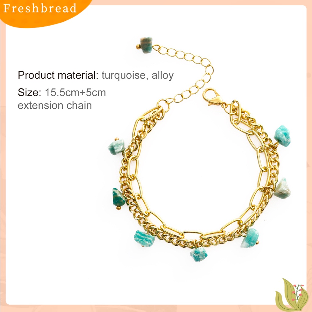 &lt; Freshbread &gt; Gelang Wanita Double Layer Simulasi Turquoises Jewelry Adjustable Bohemian Bracelet Untuk Pesta