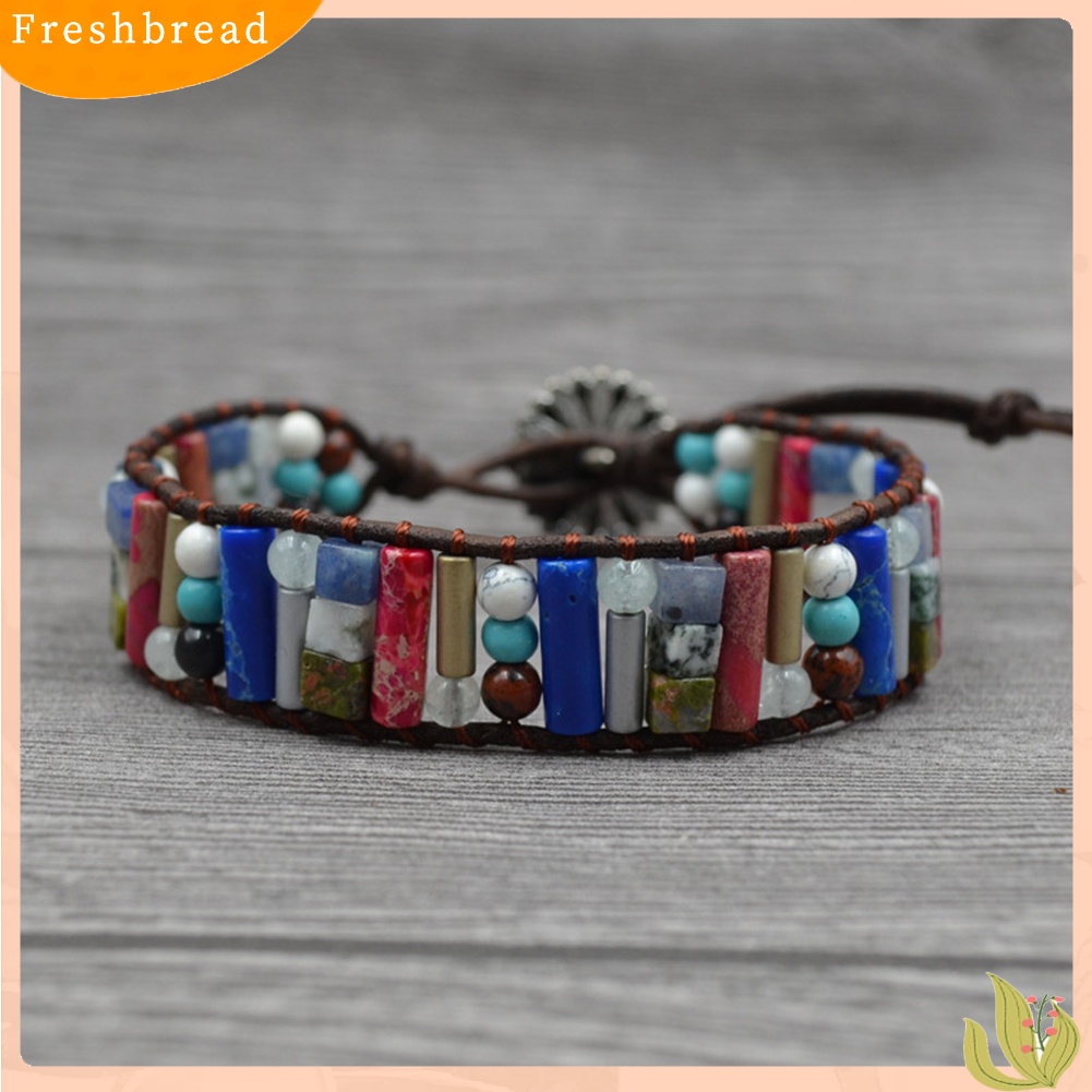 &lt; Freshbread &gt; Boho Wanita Multicolor Multilayer Kulit Imitasi Menenun Permata Manik-Manik Gelang Perhiasan