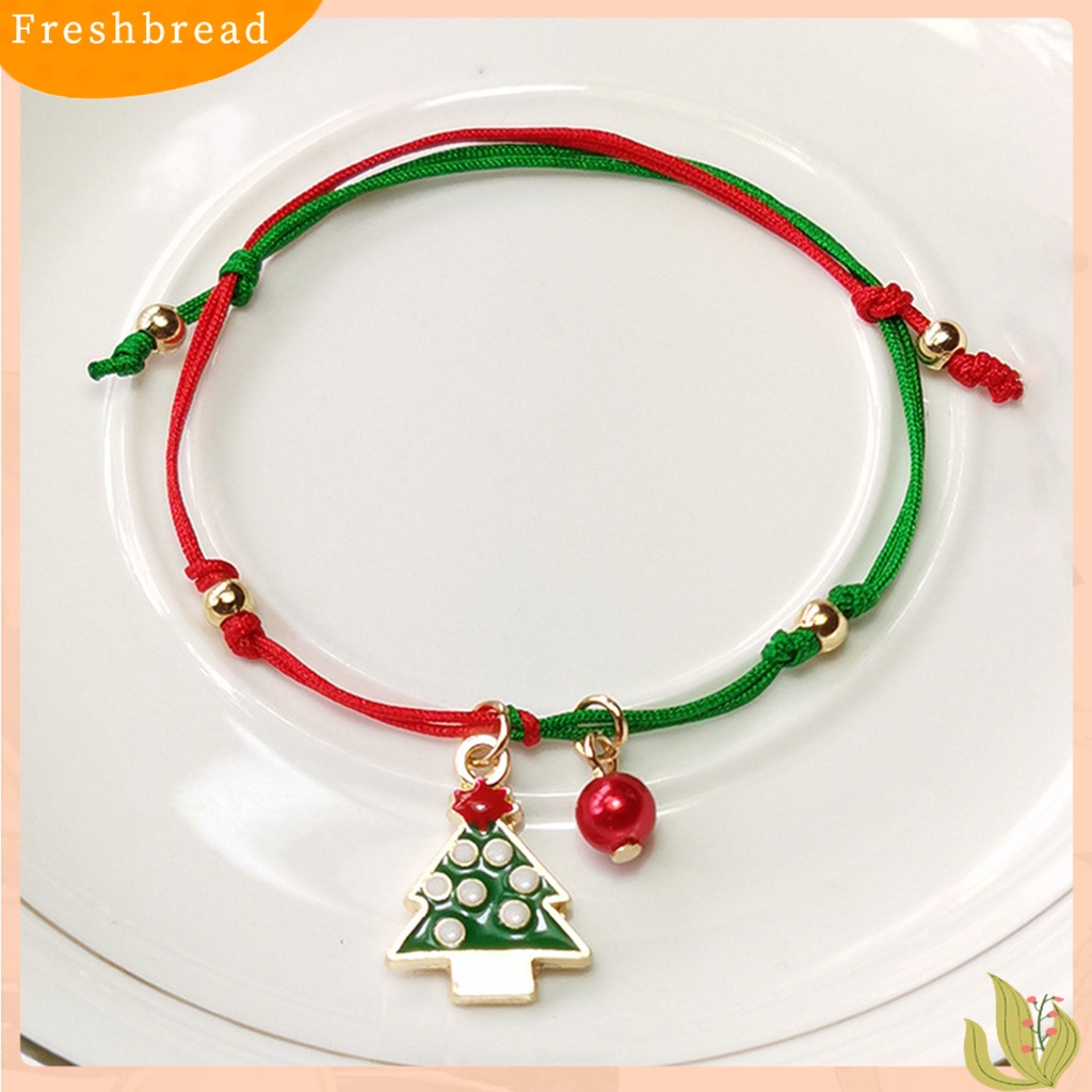 &lt; Freshbread &gt; Gelang Natal Santa Claus Rajut Tangan Unisex Pohon Elk Snowflake Bracelet Untuk Natal