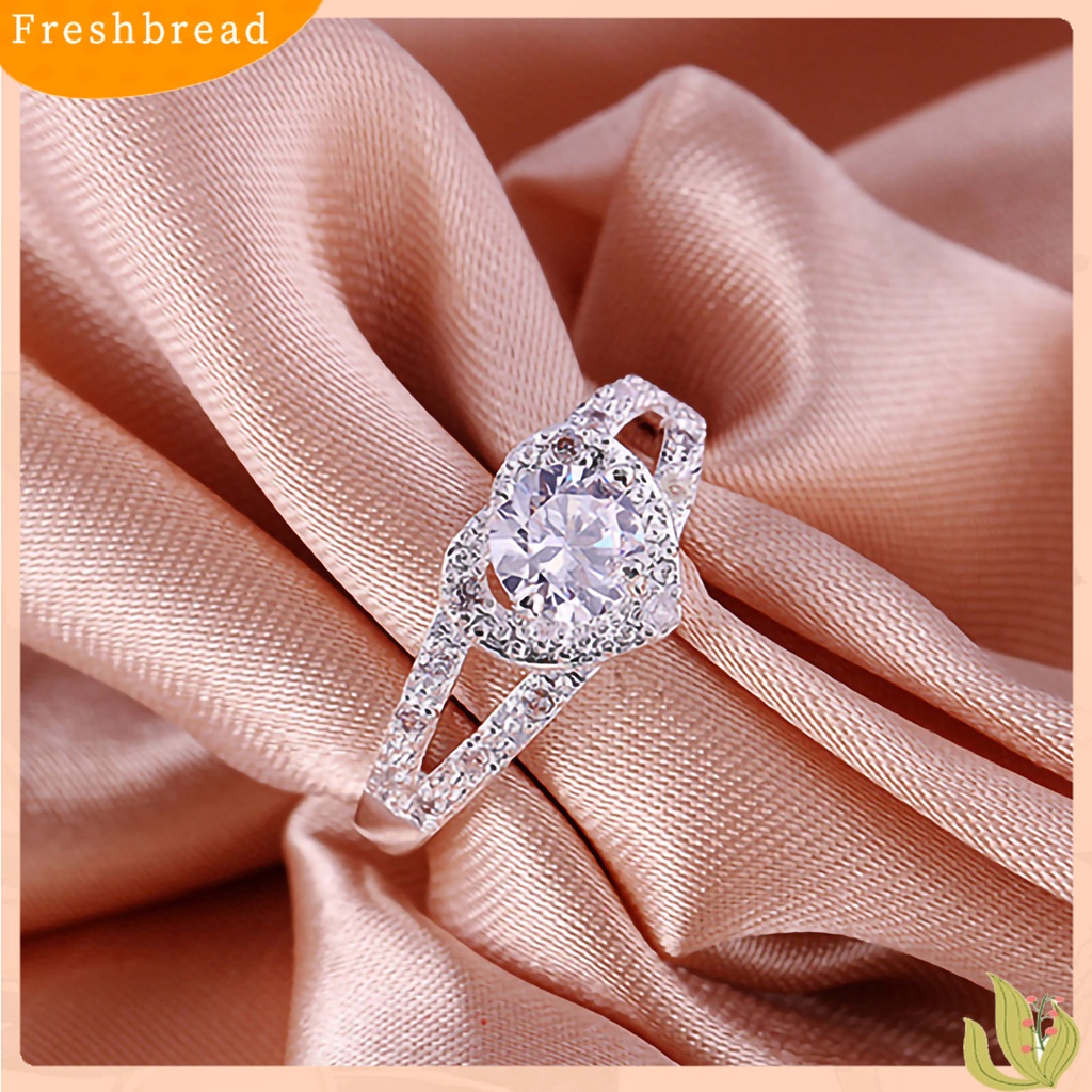 &lt; Freshbread &gt; Cincin Berlian Imitasi Hias Perhiasan Kreatif Bentuk Hati Hadiah Pertunangan Untuk Wanita
