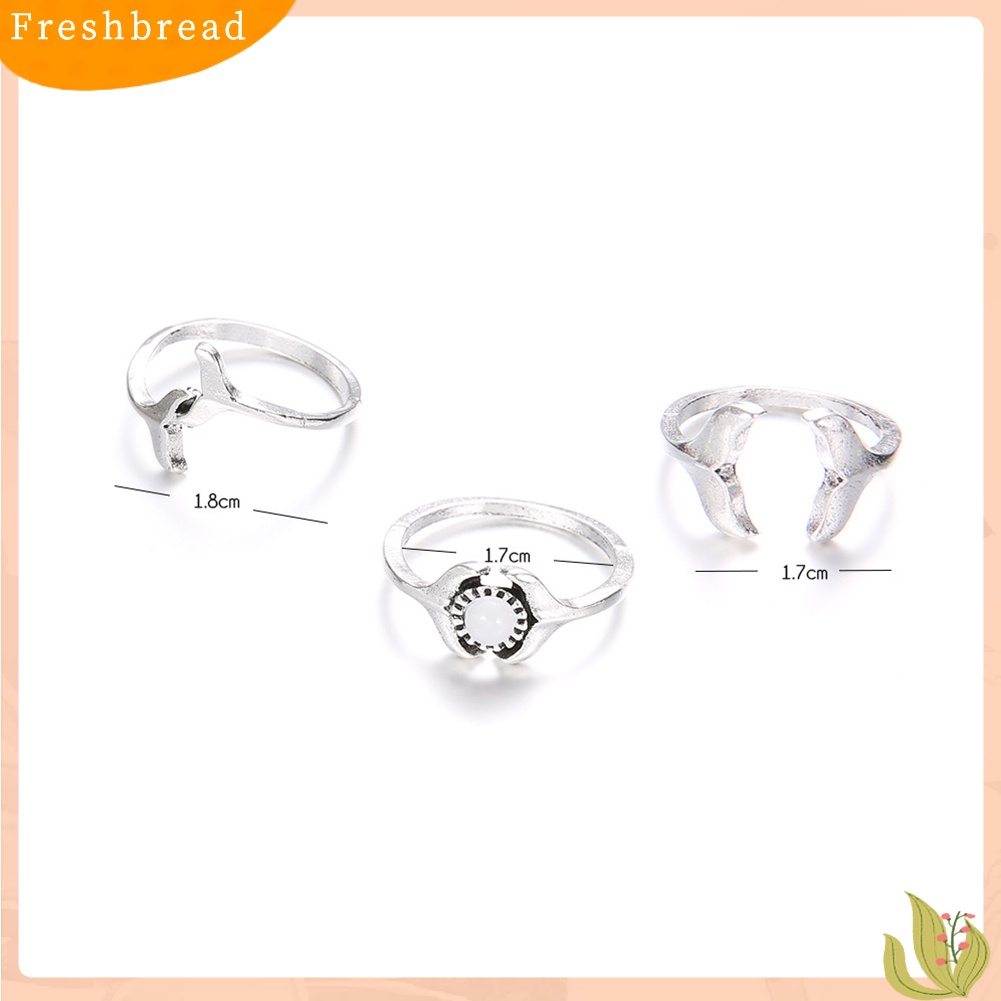 &lt; Freshbread &gt; 3Pcs/Set Wanita Fashion Ikan Paus Ekor Imitasi Batu Permata Midi Buku Jari Cincin Perhiasan