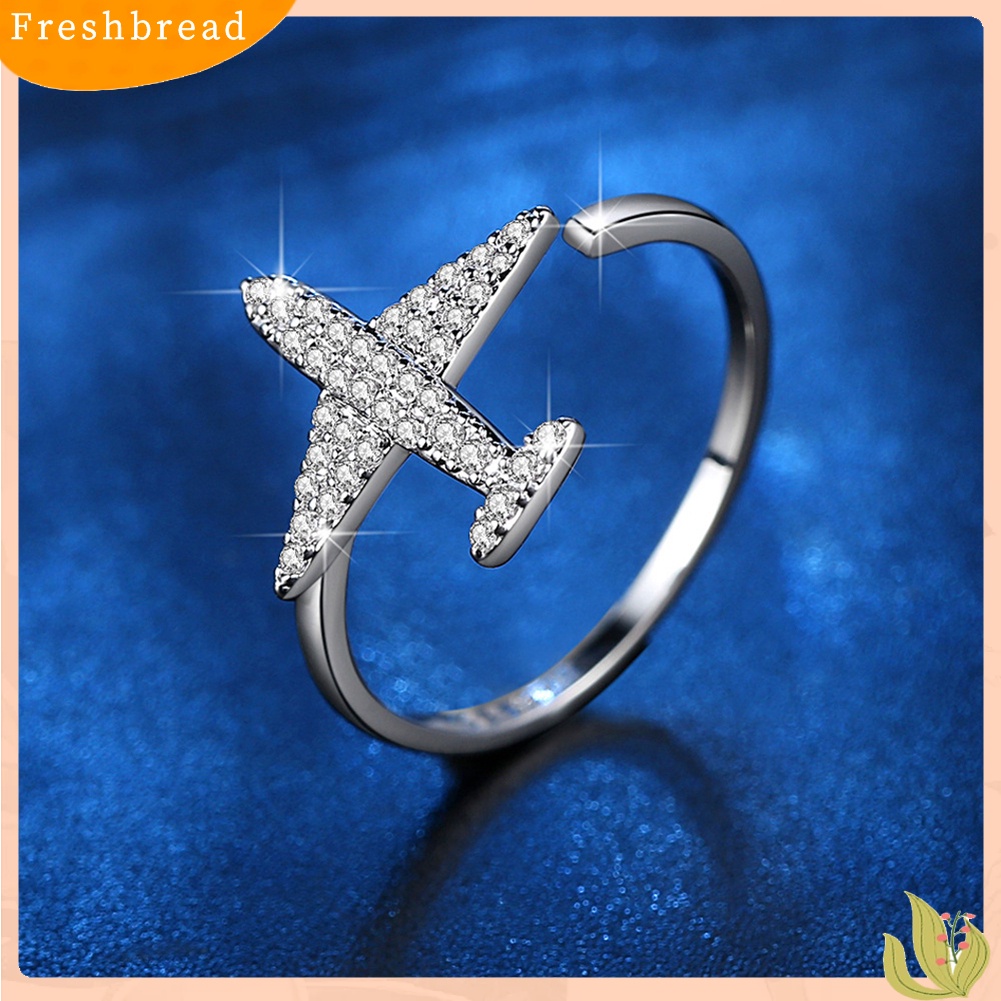 &lt; Freshbread &gt; Wanita Keren Berlian Imitasi Pesawat Manset Cincin Pernikahan Janji Pertunangan Pesta Jewely