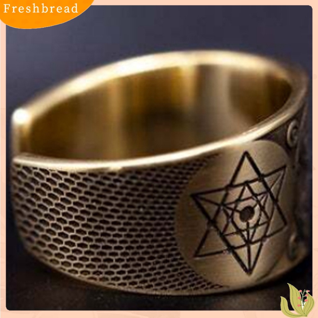 &lt; Freshbread &gt; Pola Hexagram Vintage Unisex Cincin Alloy Pembukaan Yang Dapat Disesuaikan Punk Jari Cincin Perhiasan Aksesori