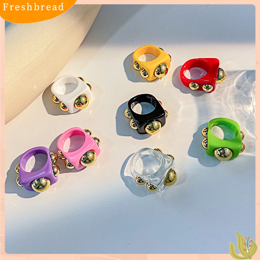 &lt; Freshbread &gt; Cincin Jari Geometris Trendy Wanita Semua Cocok Dengan Cincin Bola Logam Untuk Pesta