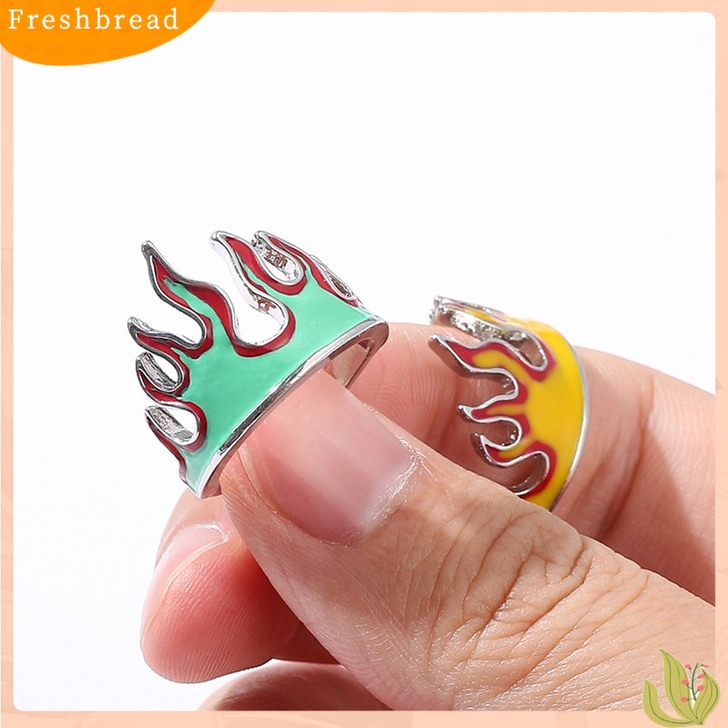 &lt; Freshbread &gt; Cincin Pembukaan Vintage Adjustable Alloy Anti-Cacat Unisex Stylish Flame Open Finger Rings Untuk Pesta