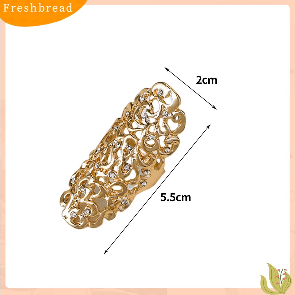 &lt; Freshbread &gt; Knuckle Ring Vintage Berlebihan Berongga Keluar Geometris Berlian Imitasi Dekorasi Electroplating Fashion Retro Ukiran Cincin Panjang Perhiasan Aksesoris