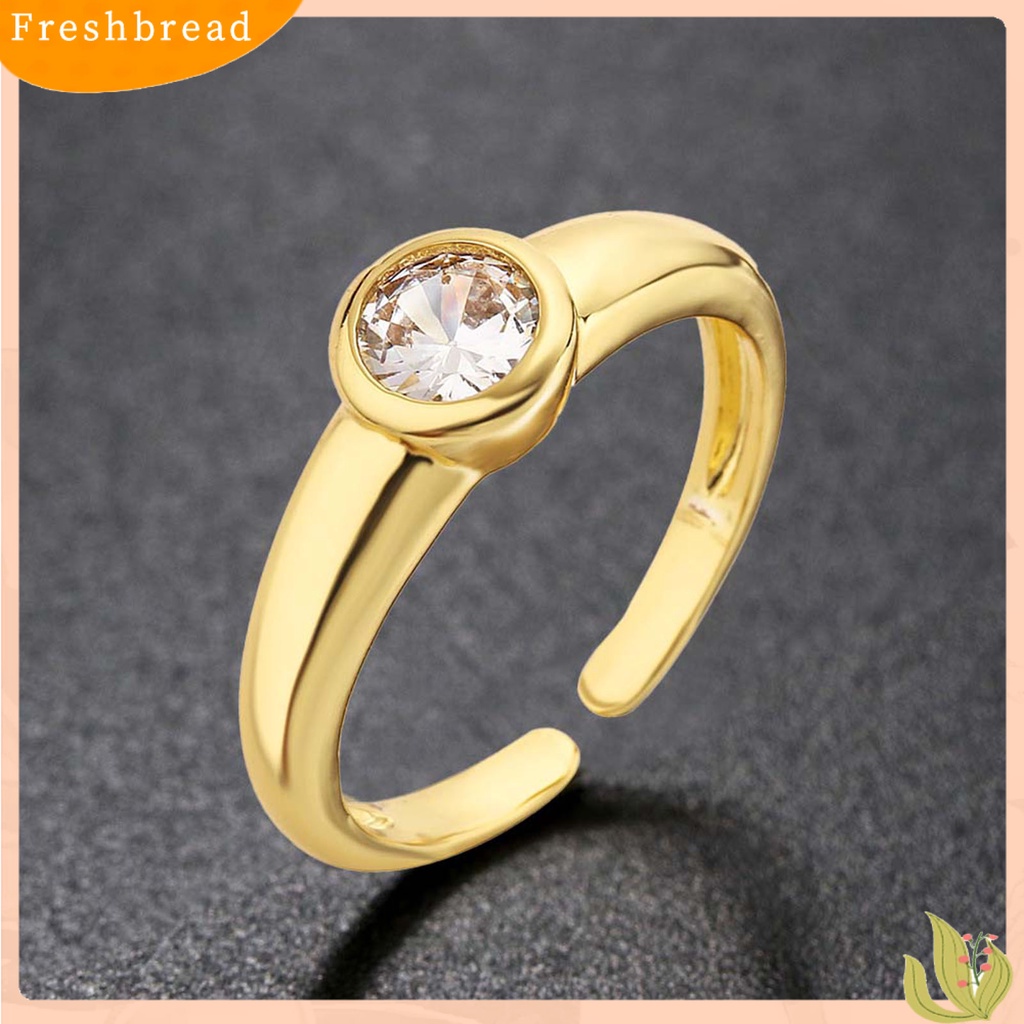 &lt; Freshbread &gt; Cincin Jari Electroplating Adjustable High Gloss Charming Cubic Zirconia Dress Up Hypoallergenic Bright Luster Terbuka Cincin Wanita Perhiasan