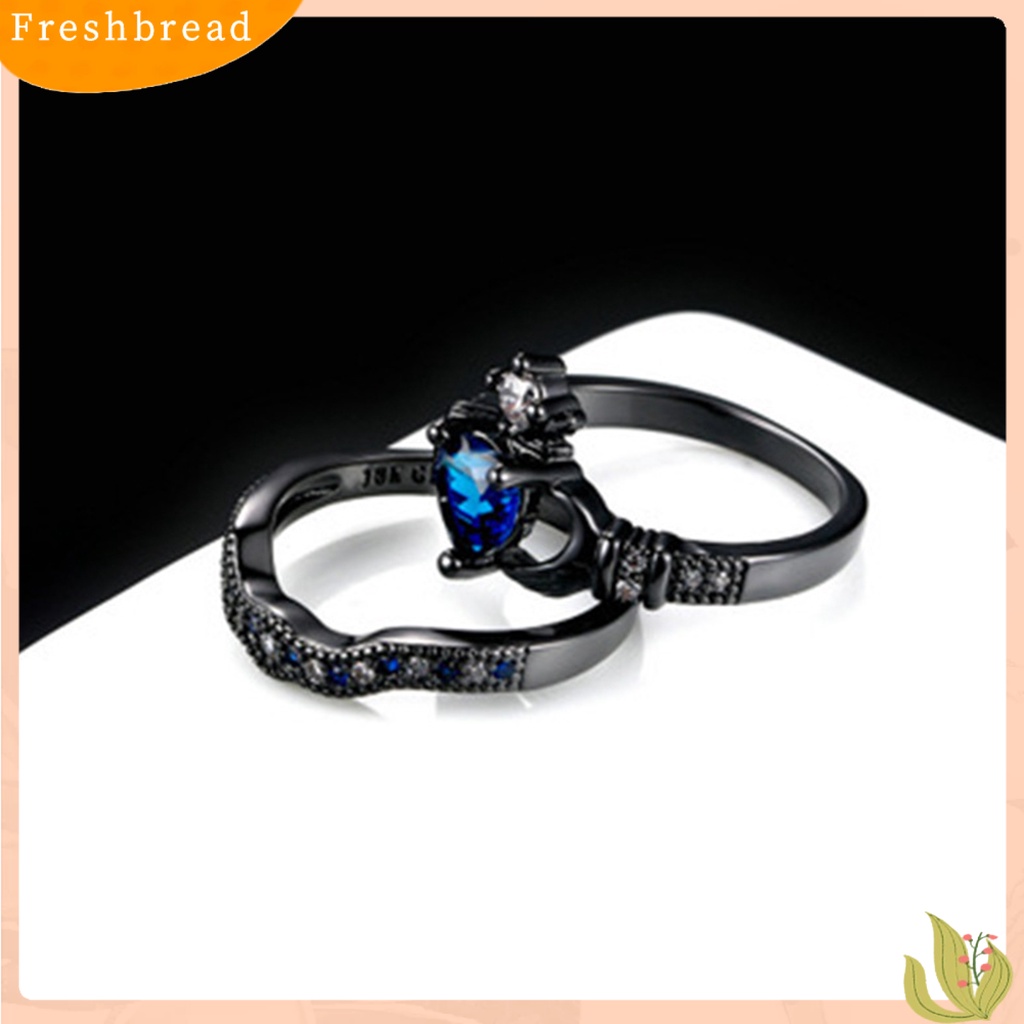 &lt; Freshbread &gt; Cincin Wanita Berlian Imitasi Mengkilap Stainless Ringan Cincin Jari Pasangan Untuk Hari Valentine