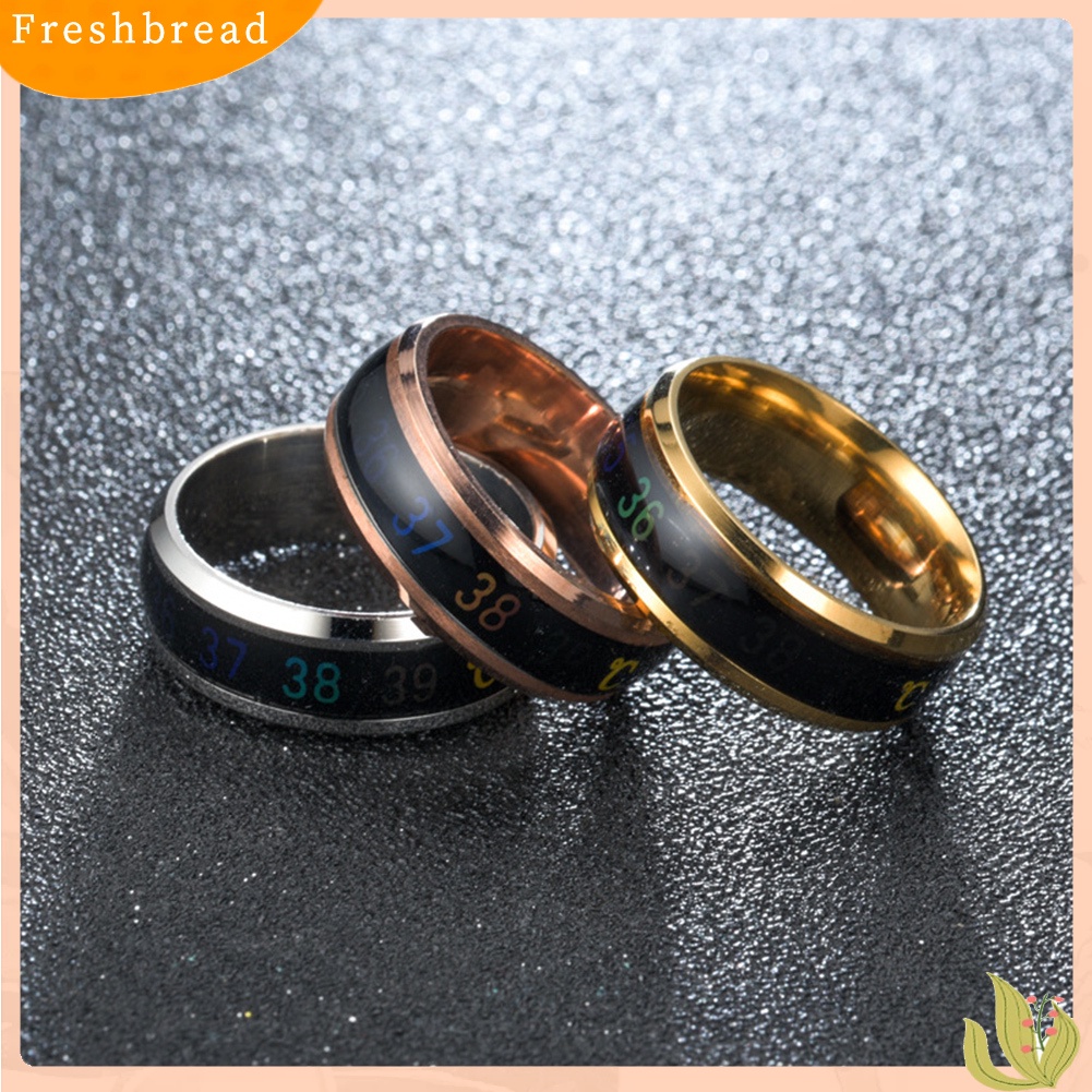 < Freshbread > Chic Sensor Suhu Stainless Steel Unisex Jari Cincin Perhiasan Hadiah Pasangan