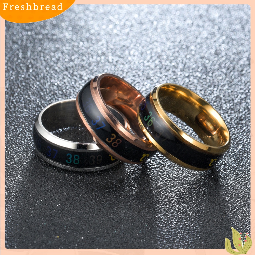 &lt; Freshbread &gt; Chic Sensor Suhu Stainless Steel Unisex Jari Cincin Perhiasan Hadiah Pasangan