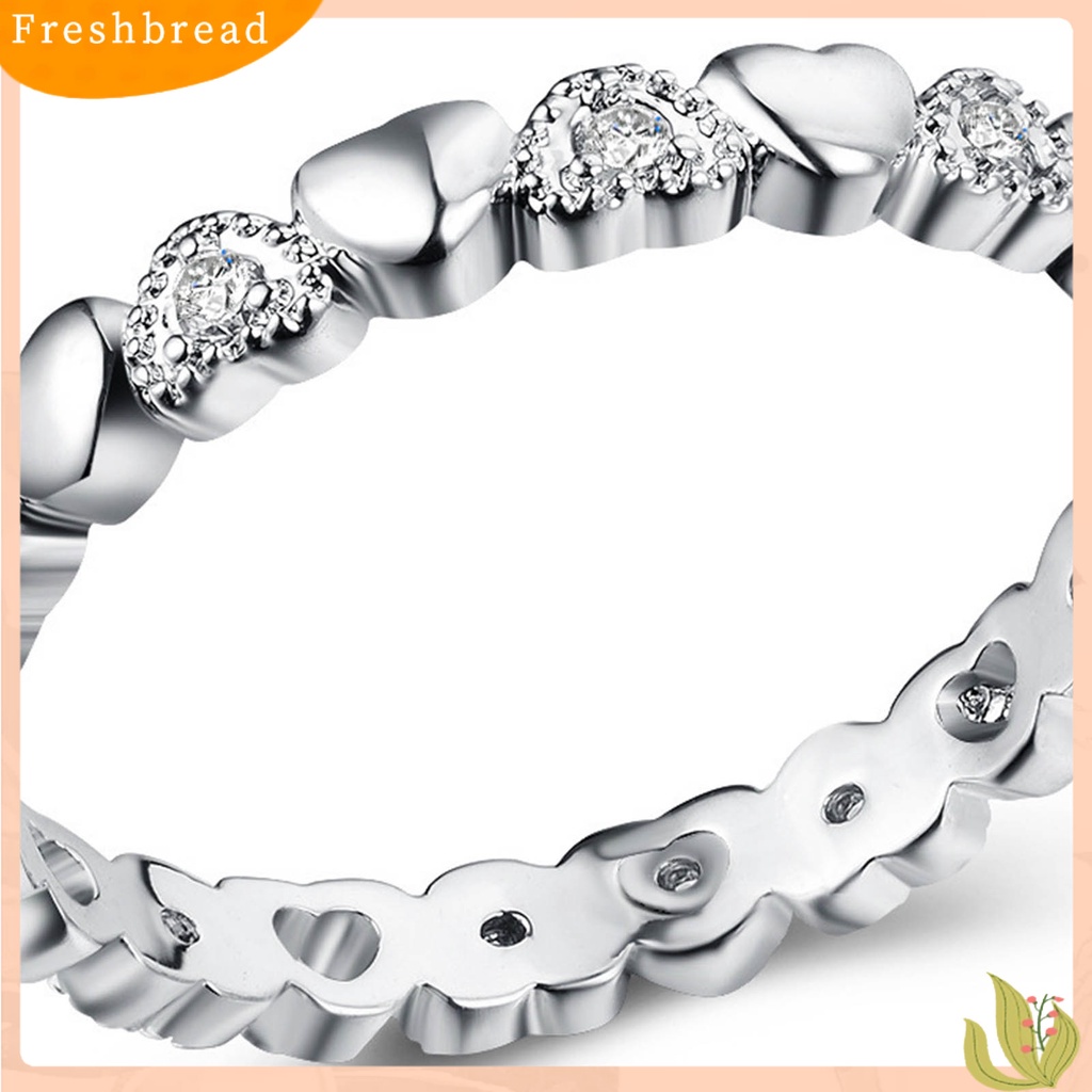 &lt; Freshbread &gt; Cincin Wanita Bentuk Hati Cubic Zirconia Perhiasan Manis Fashion Penampilan Cincin Jari Untuk Pernikahan