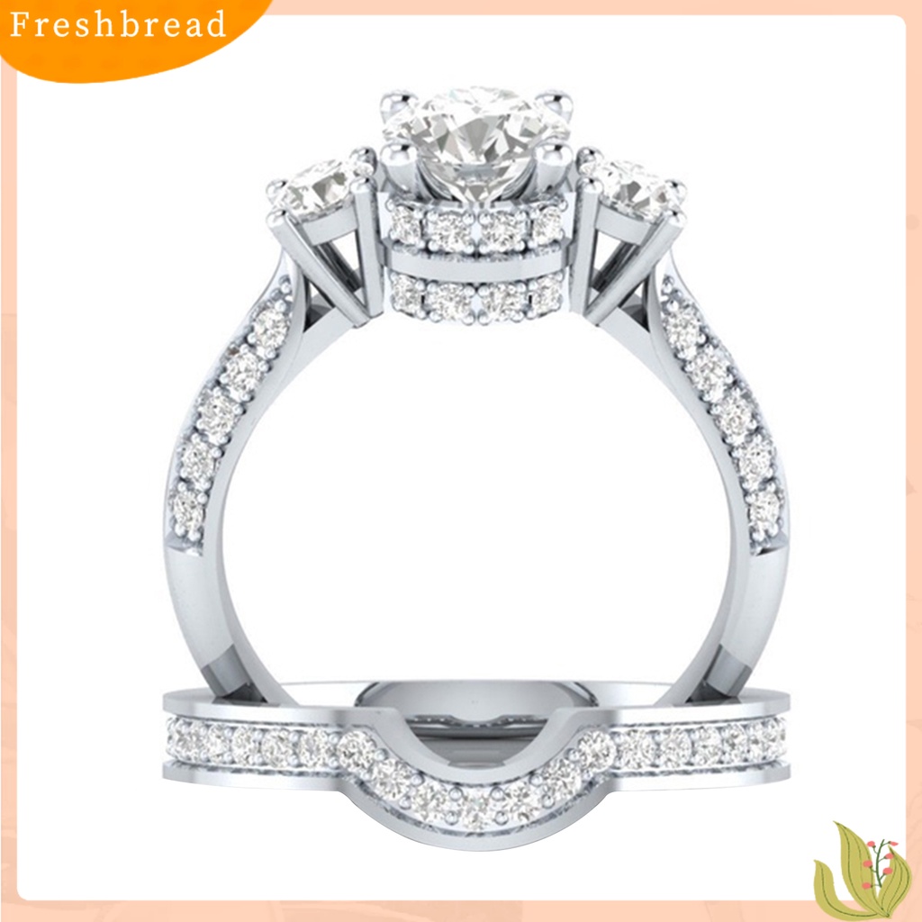 &lt; Freshbread &gt; Wanita Cincin Elegan Perhiasan Anti-Deformasi Berlian Imitasi Hias Shinny Ring Untuk Weeding