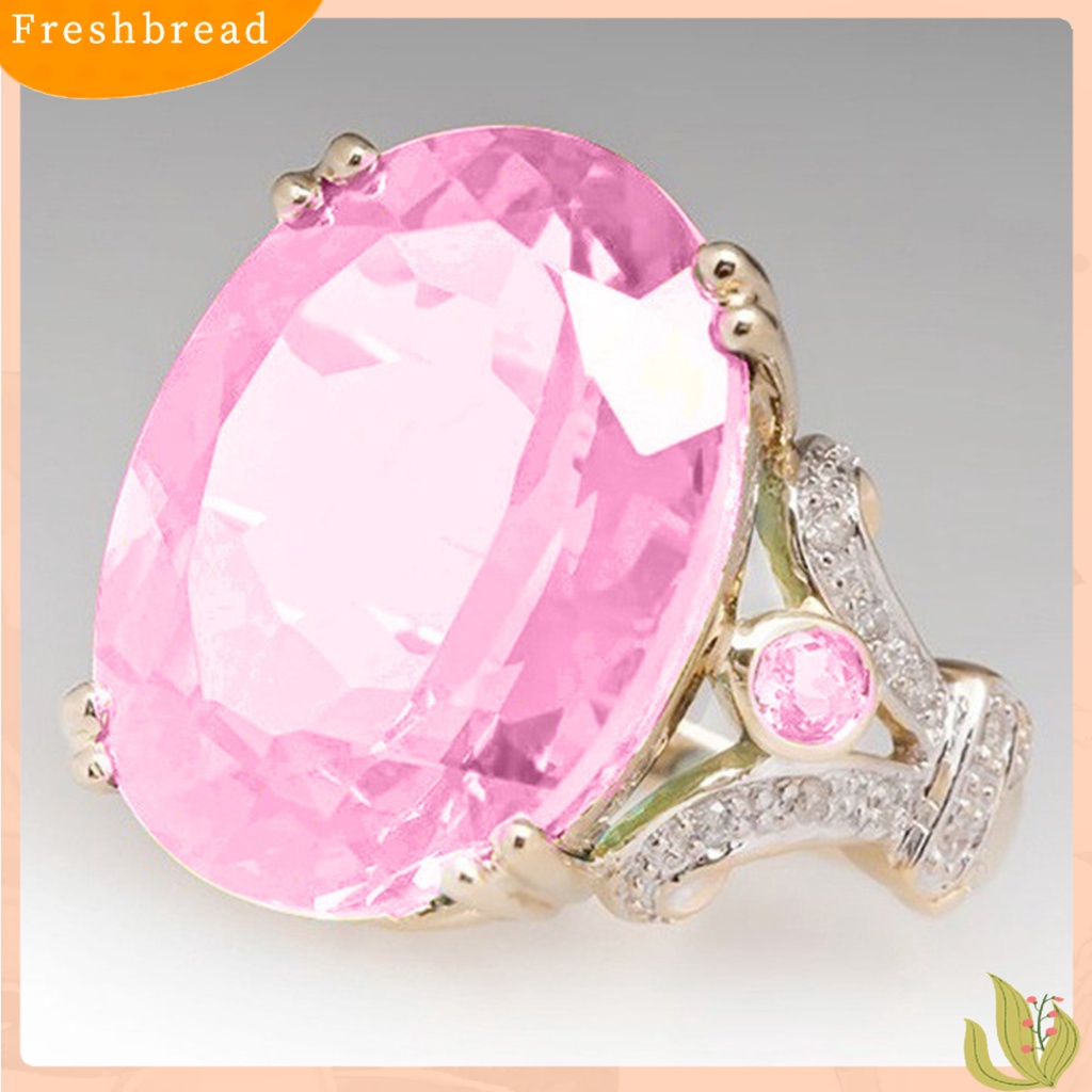 &lt; Freshbread &gt; Wanita Cincin Vintage Dua Warna Electroplating Geometris Mengkilap Terang Kilau Dekorasi Perhiasan Hadiah Telur Angsa Cubic Zirconia Pernikahan Pertunangan Cincin Untuk Anniversary