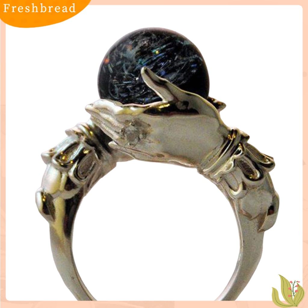 &lt; Freshbread &gt; Finger Band Gaya Barat Kepribadian Geometris Electroplating Batu Permata Buatan Hias Aksesori Vintage Tangan Memegang Cincin Keberuntungan Untuk Pesta