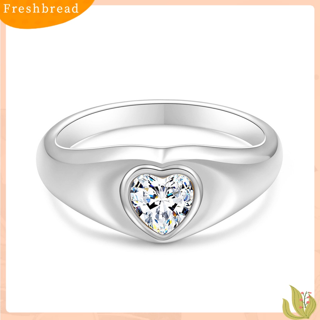 &lt; Freshbread &gt; Wanita Cincin Kepribadian Dipoles Minimalis Hypoallergenic Elegan Hadiah Stainless Steel Cinta Hati Berlian Imitasi Jari Cincin Fashion Perhiasan