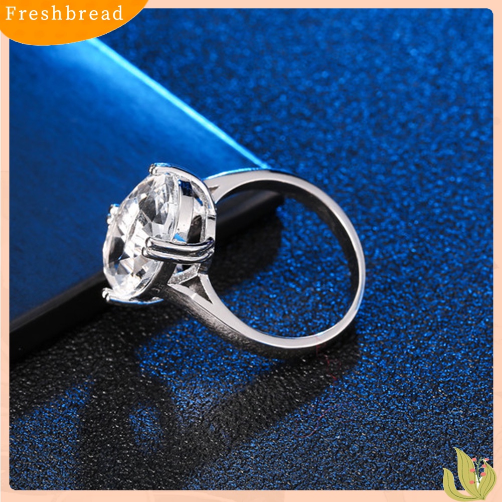 &lt; Freshbread &gt; Glitter Oval Cut Berlian Imitasi Bertatahkan Cincin Pengantin Pernikahan Pertunangan Perhiasan Hadiah