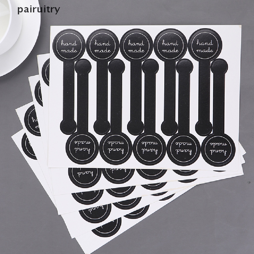 Prt 50Pcs &quot;Hand Made&quot; Black Sealing Sticker Kemasan Stiker Label DIY Gift Sticker PRT