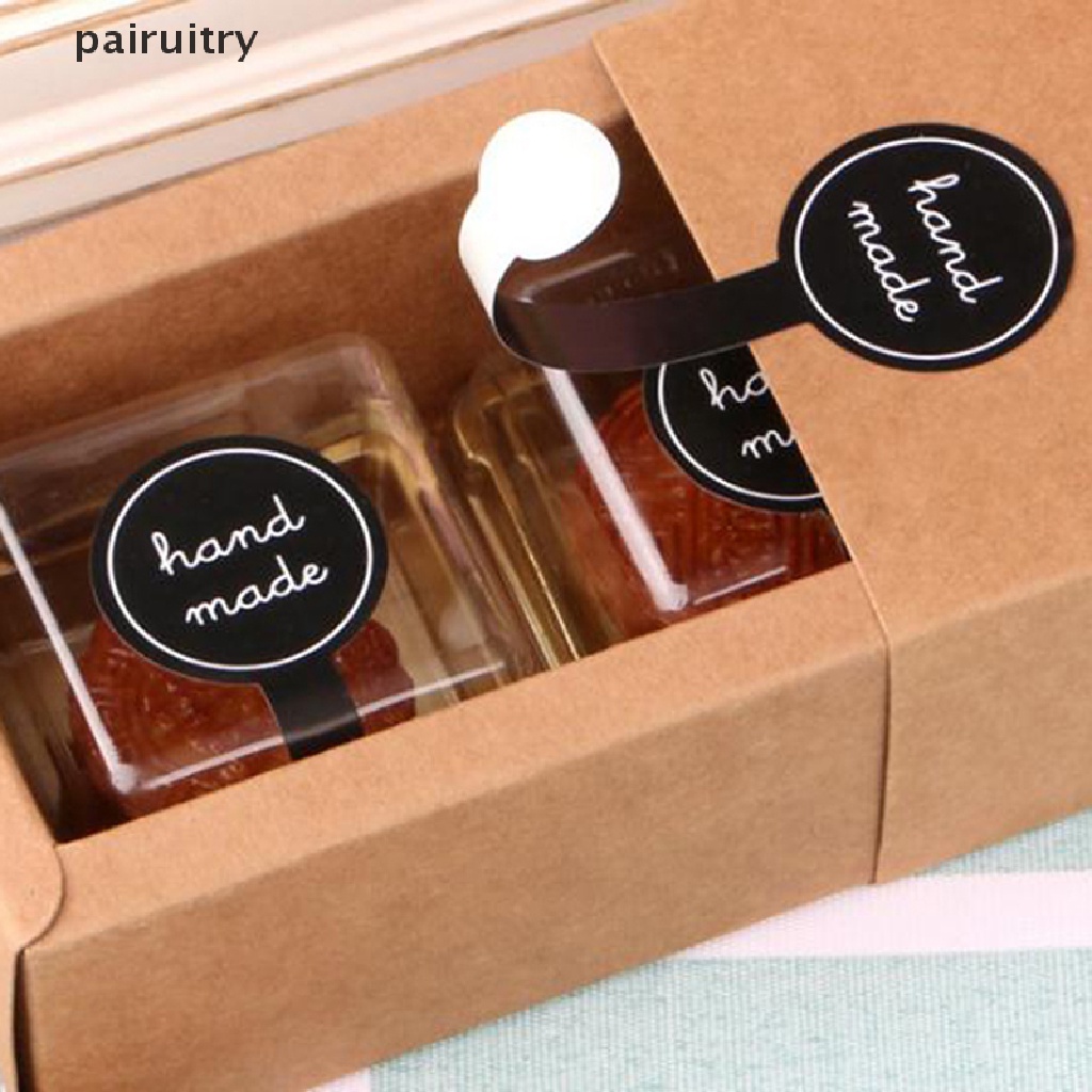 Prt 100PCS Perekat Model Panjang Handmade Kemasan Kue Sealing Label Kraft Stiker PRT