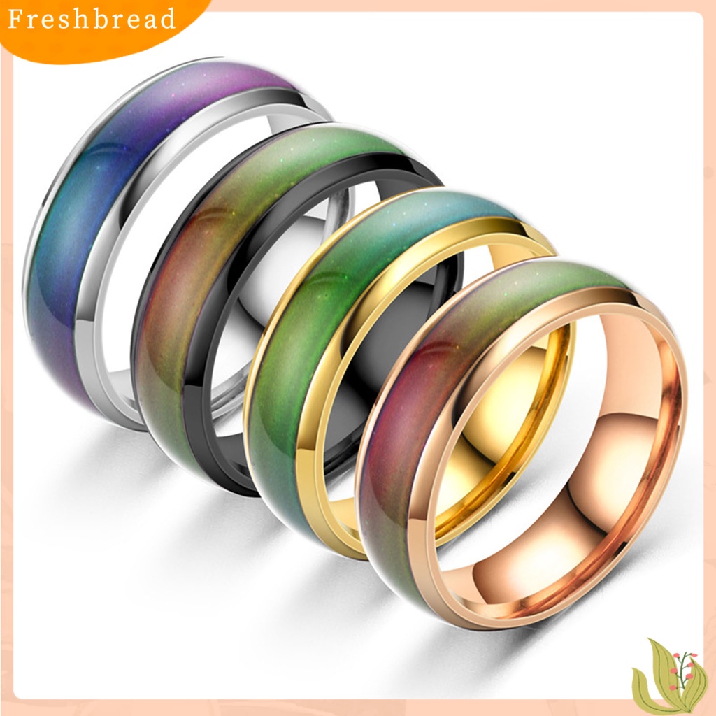 &lt; Freshbread &gt; Cincin Couple Berubah Warna Electroplating Temperature Sensing Sealing Glaze Hadiah Anniversary Bebas Alergi Tidak Luntur Suhu Klasik Mood Ring Untuk Pakaian Sehari-Hari