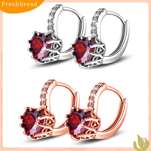 &lt; Freshbread &gt; Fashion Wanita Cubic Zirconia Cinta Hati Telinga Manset Leverback Earrings Perhiasan Pesta