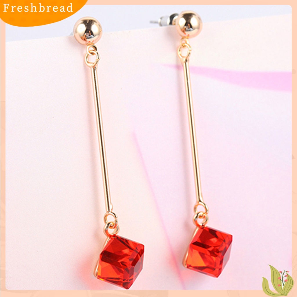 < Freshbread > 1pasang Wanita Fashion Panjang Menjuntai Berlian Imitasi Anting Eardrops Perhiasan Untuk Pernikahan