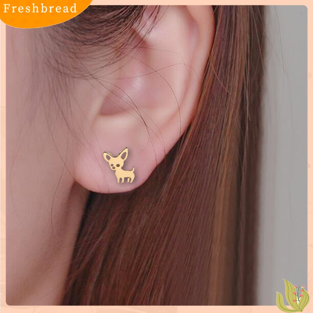 &lt; Freshbread &gt; 1pasang Anting Tusuk Kreatif Hollow-out Stainless Steel Gaya Korea Anting Wanita Lucu Untuk Kehidupan Sehari-Hari