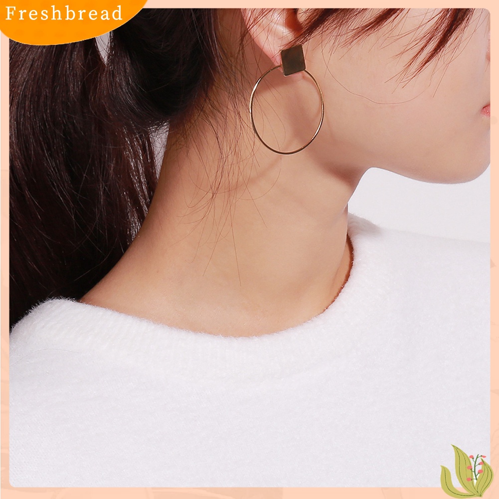 &lt; Freshbread &gt; Fashion Geometri Berlian Wanita Ear Hoop Travel Club Perhiasan Anting Bulat Hadiah