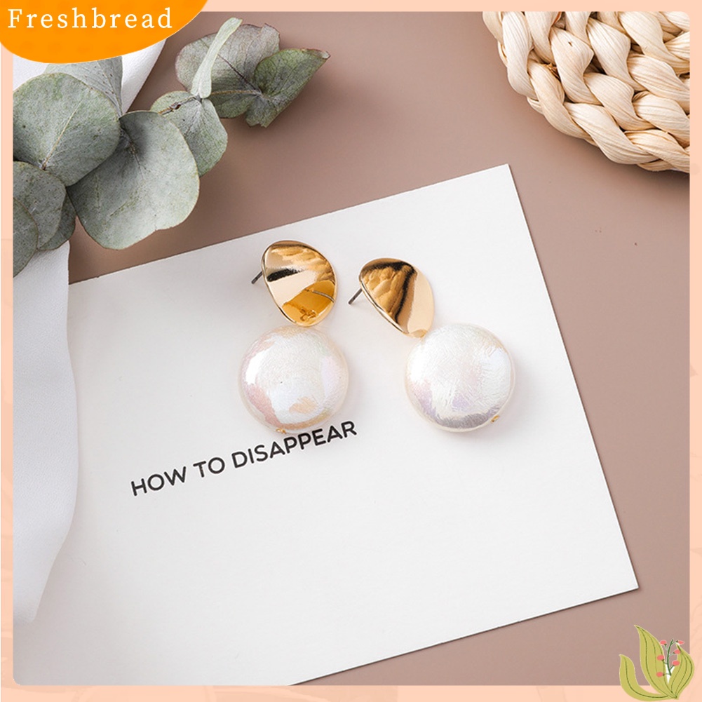 &lt; Freshbread &gt; Vintage Wanita Faux Pearl Shell Geometris Menjuntai Drop Anting Pesta Perhiasan Hadiah