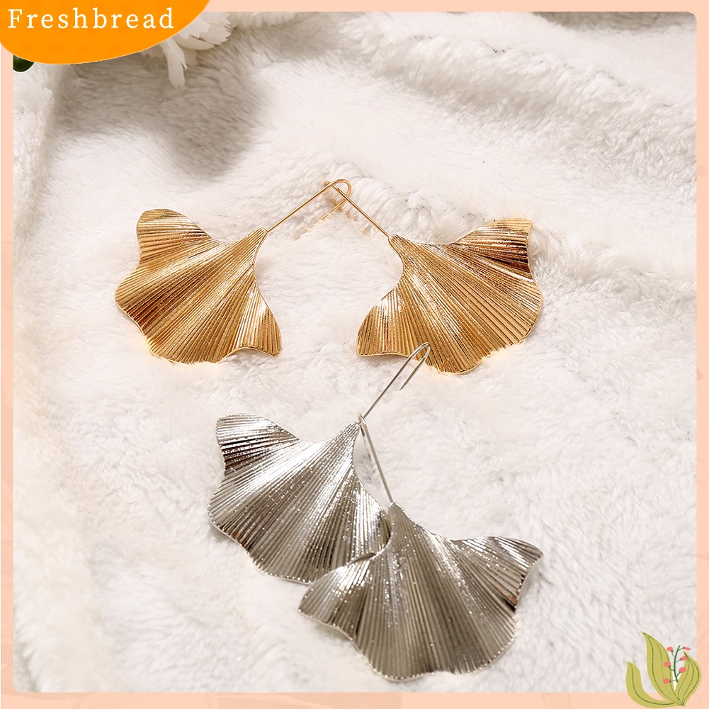 &lt; Freshbread &gt; Wanita Ginkgo Daun Menjuntai Drop Geometris Kait Anting Pernyataan Perhiasan Pesta