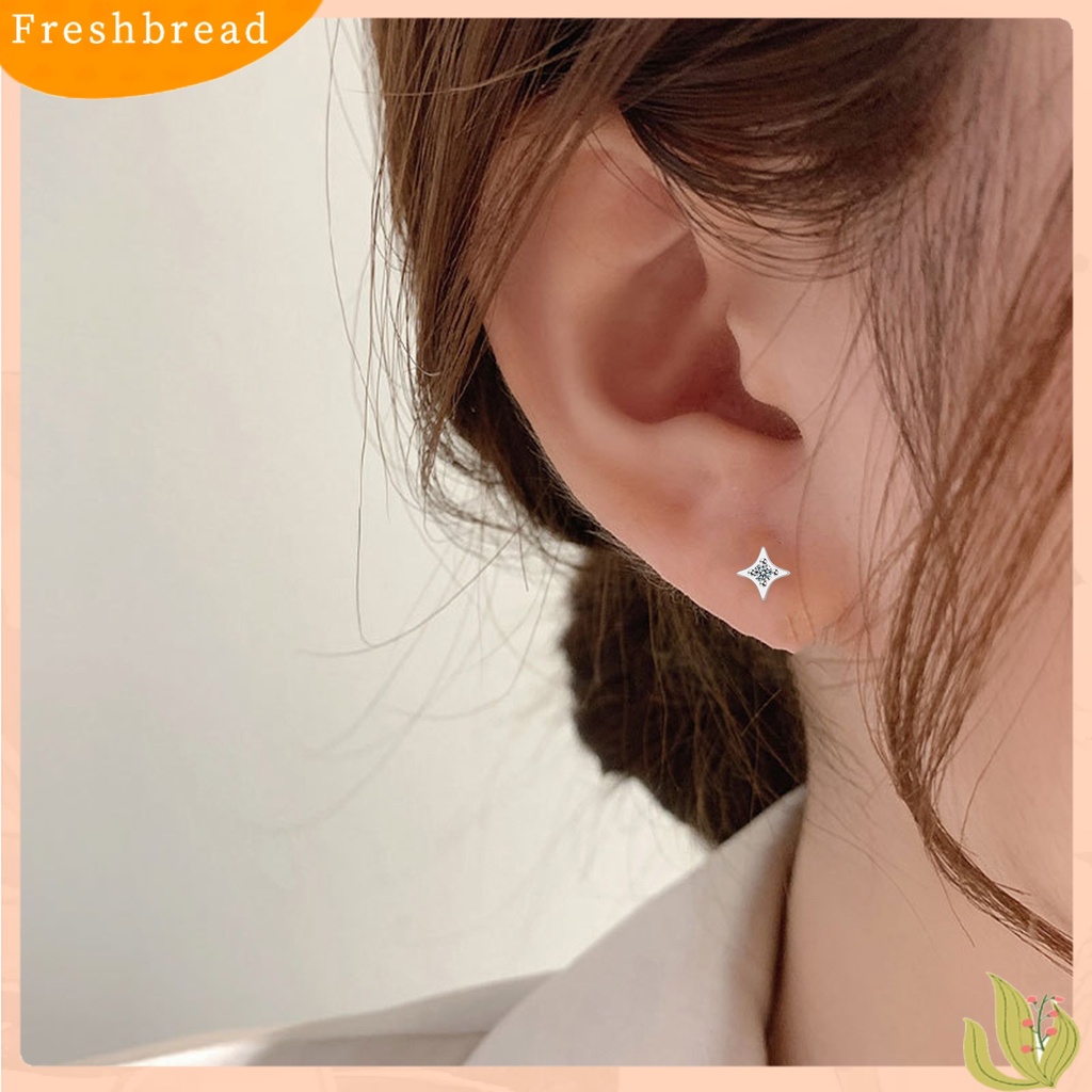 &lt; Freshbread &gt; 1pasang Wanita Ear Studs Bentuk Pentagram Pengerjaan Halus Semua Pertandingan Shiny Gaya Sederhana Canggih Petite Star Earrings Aksesoris Populer