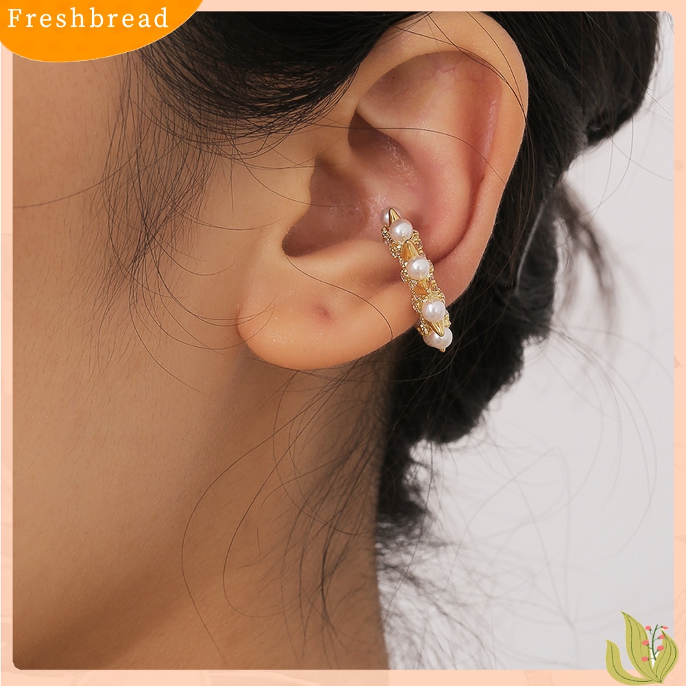 &lt; Freshbread &gt; Fashion Wanita Desain Sederhana Retro Gaya Etnik Berlian Imitasi Anting Mutiara Imitasi