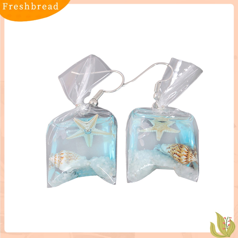 &lt; Freshbread &gt; Lovely Resin Transparan Pack Bintang Laut Bunga Kering Gadis Ear Hook Earrings Decor